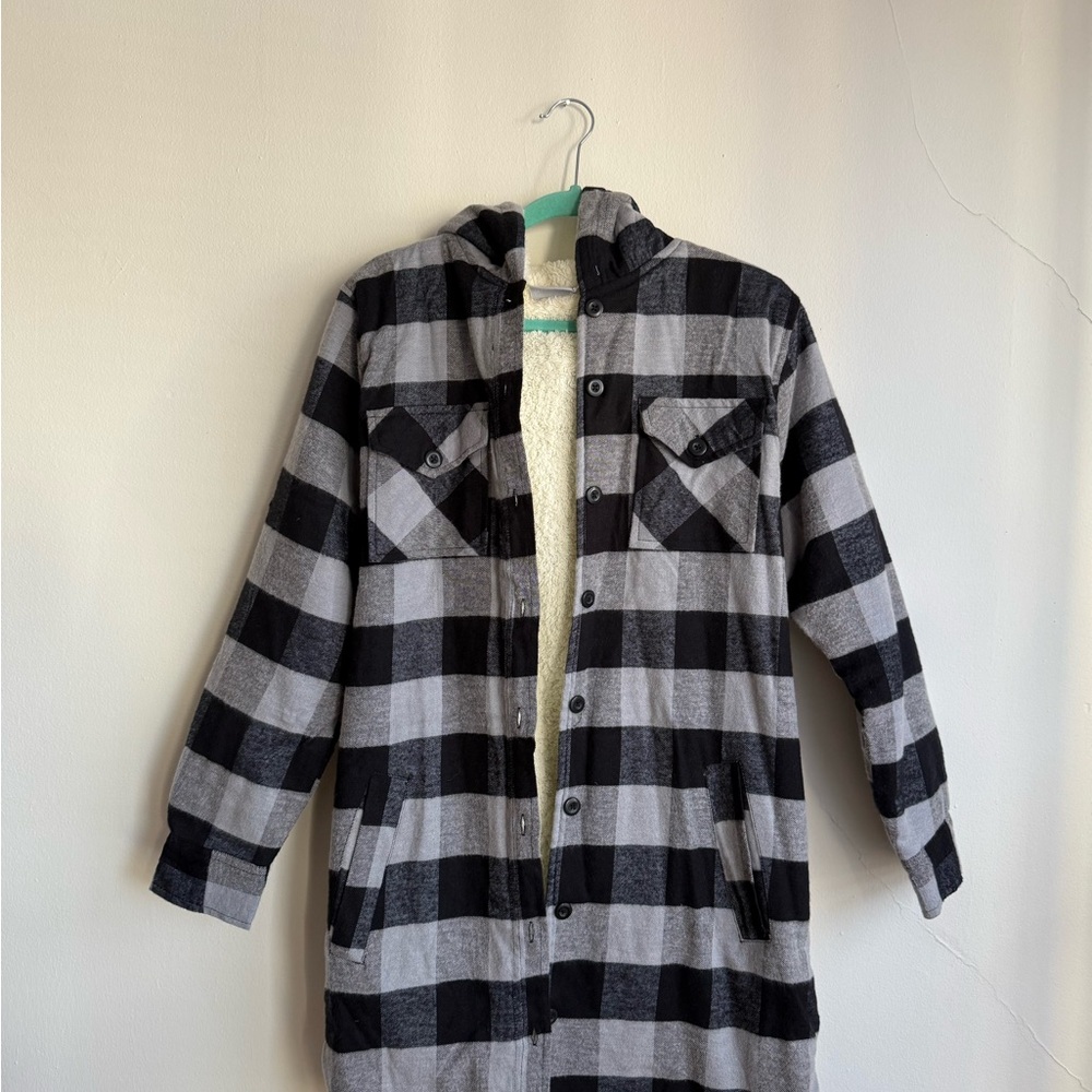Black and Gray Plaid Coat